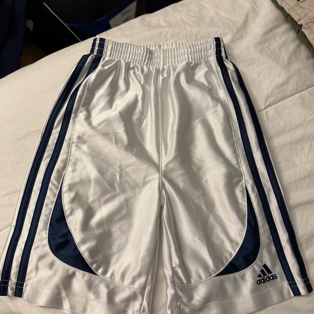 Adidas White and Navy boys Athletic Shorts